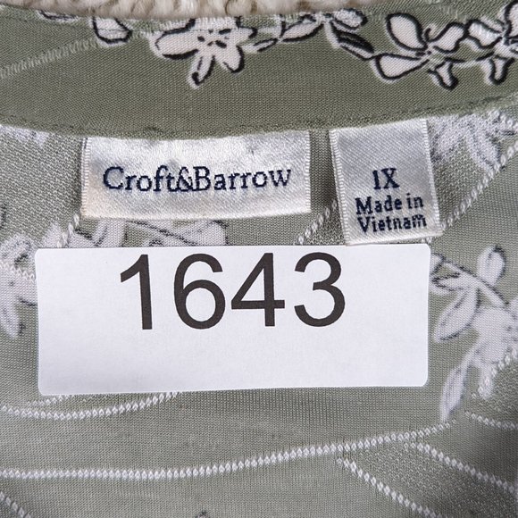 Croft & Barrow* Women's Short Sleeve V-Neck‎ Curved Hem Pleated Front Blouse~ 1X - Picture 5 of 11